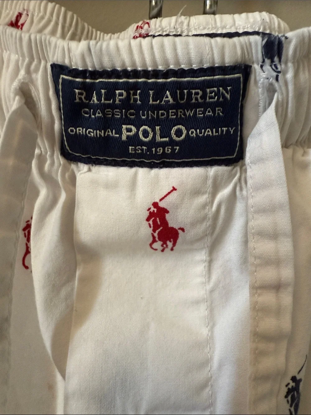 Polo by Ralph Lauren - White Boxers with Red & Navy Pony Embroidery